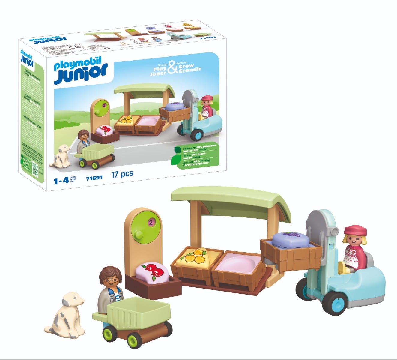 Playmobil Junior: Organic Market Stall And Forklift