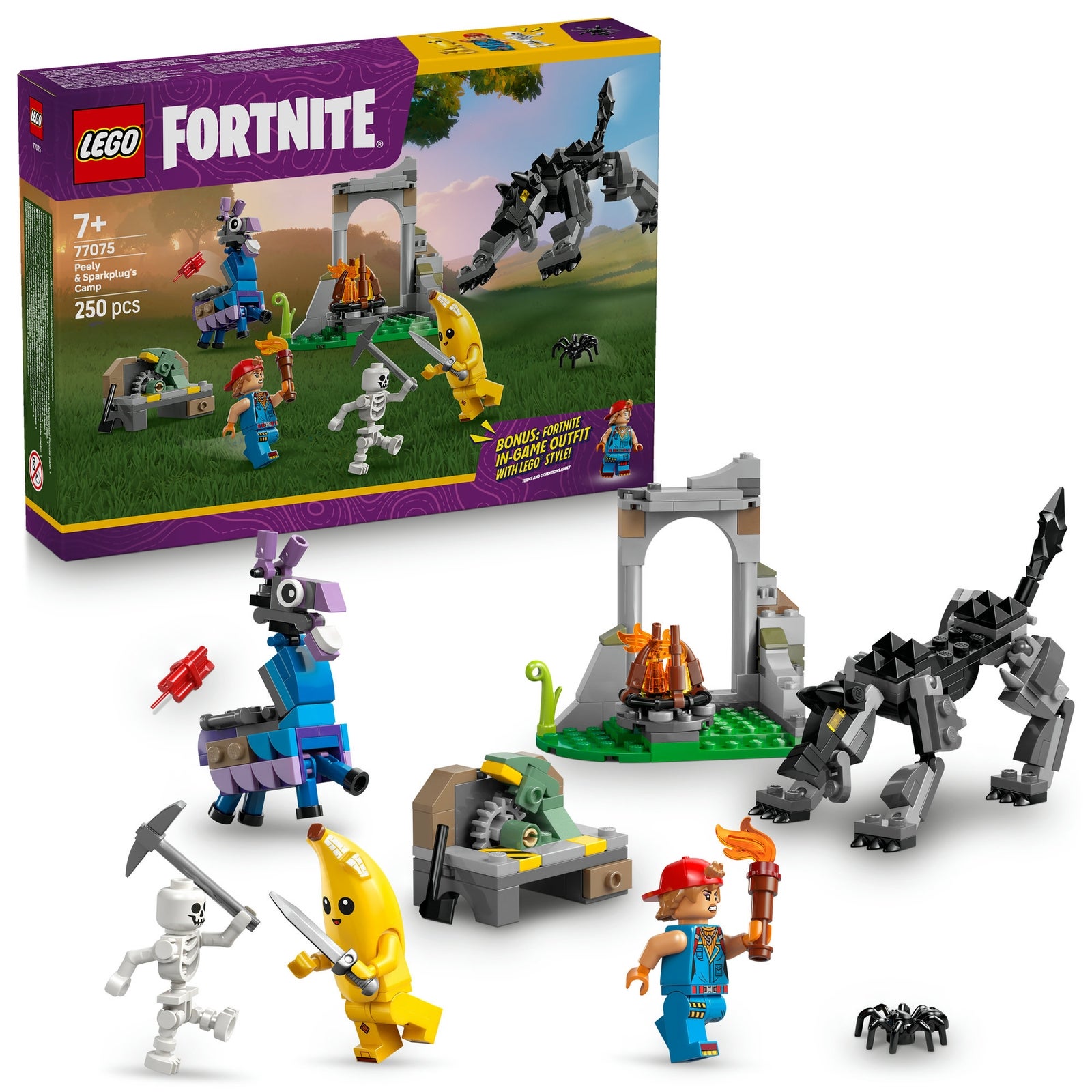 LEGO® Fortnite® Peely & Sparkplug’s Camp Video Game Building Set